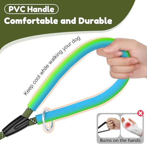 Dog Leash Heavy Duty 4/5/6ft XiaZ 2 Handles Dog Leashes for Medium Large Dogs 1/2 Inch 1000lb Strength Reflective PVC Waterproof-Handles Metal Hook Dual-Handle Rope Leash Nighttime Safety - color: Green, size: 4FT (1/2")
