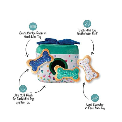 Fringe Studio Plush Dog Toy Set, Interactive Hide and Seek Play, All About The Gifts, Pet Shop Collection (289237) - color: Gifts