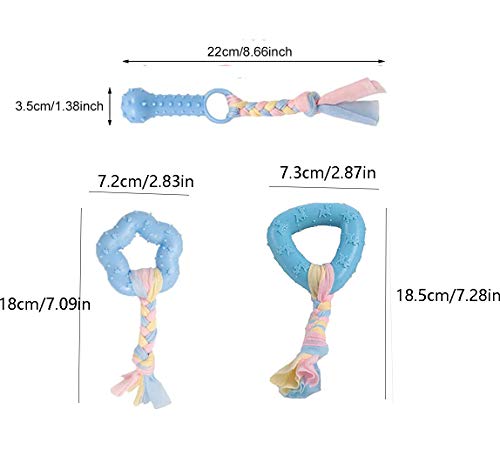 Dog Chew Toys, 7pcs Dog Puppies Teething Chewing Toy Set with Ball and Colorful Ropes, Interactive Pet Toys for Small and Medium Dogs (Blue) - color: Blue