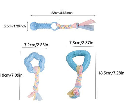 Dog Chew Toys, 7pcs Dog Puppies Teething Chewing Toy Set with Ball and Colorful Ropes, Interactive Pet Toys for Small and Medium Dogs (Blue) - color: Blue