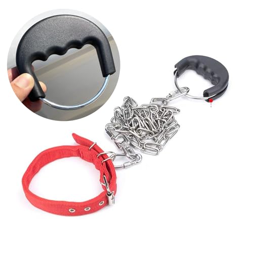 2 Pack Heavy Duty Dog Leash Handle with Rubber Grips Duty Dog Chains Handle Lead Grab Tab for Dogs Tie Out Cable Stainless Steel Tie-Out Chain Large Dogs Training Collar Runner Leash Lead