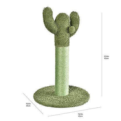 Amazon Basics Cat Scratching Post, Indoor Cactus with Natural Sisal for Kittens with Dangling Ball Toy, Medium, 25.6"H, Green - size: Medium - 25.6" H