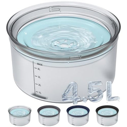 Decflow 1.2Gallon Dog Water Bowl No Spill, 4.5L Large Capacity Spill Proof Dog Bowls with Transparent Floating Disk, No Splash Slow Drinking Dog Bowl for Sloppy Messy Drinkers (Clear) - color: A-Transparent