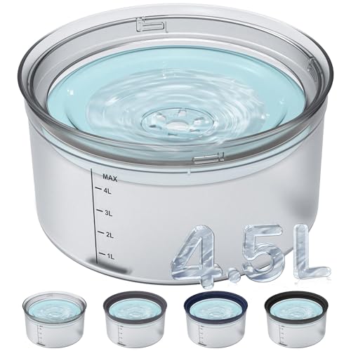 Decflow 1.2Gallon Dog Water Bowl No Spill, 4.5L Large Capacity Spill Proof Dog Bowls with Transparent Floating Disk, No Splash Slow Drinking Dog Bowl for Sloppy Messy Drinkers (Clear) - color: A-Transparent