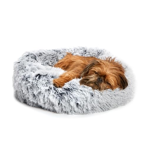 Barkbox Dog Bed, 2-in-1 Memory Foam Donut Cuddler Dog and Cat Bed, Calming Orthopedic Joint Relief Fur Crate Lounger for Pets, Machine Washable + Removable Cover, Waterproof Lining, Includes Toy - color: Grey, size: Small