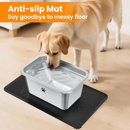 URPOWER 1.65 Gallon Large Dog Water Bowl, 2 Pack Thickened Stainless Steel Dog Water & Food Bowls with Non-Slip Mat, Spill-Proof Metal Pet Bowl Set for Medium, Large, X-Large Dogs, Indoor/Outdoor Use - size: 1.65 Gallon