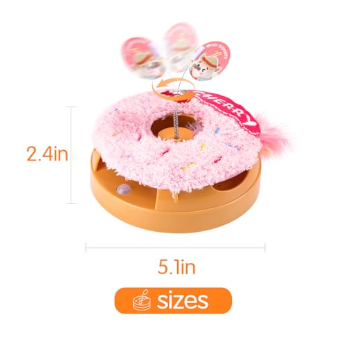 Migipaws Interactive Cat Toys, Automatic Frenzy Donut cat Toy with Moving Feather,Catnip, Squeaking for Indoor Cats Rechargeable