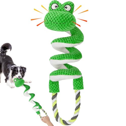 Duty Dog Rope Toys with Crinkle Paper & Squeaker - Interactive Tug of War Pull Toy for Puppy Boredom, Teeth Cleaning -Tough Chew Toys for Small, Medium, and Large Breeds