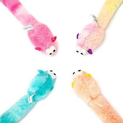 CHIWAVA 4 Packs 15 Inch Long Soft Plush Cat Toys Mice with Bell Rustle Sound Small Mouse Activity Interactive Toy - size: Plush Mice with Bell