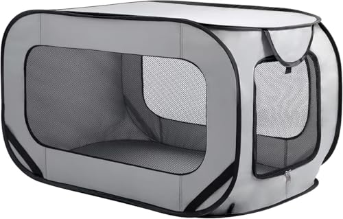 Foldable Dog Kennel for Medium Dogs 36-inch, Portable Waterproof Dog Crate, Pop-Up Indoor/Outdoor Pet Cage & Car Seat Travel Bed (Grey) - color: Grey