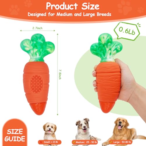 BoYoYo Tough Dog Toys for Aggressive Chewers with Squeaky, Indestructible Dog Chew Toys for Medium and Large Breeds to Keep Them Busy, Interactive Durable Dog Toy - color: OrangeCarrot