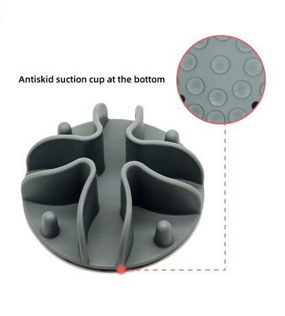 Slow Feeder Insert for Dogs & Cats, 3 Sizes Food-Grade Silicone Anti-Choking Puzzle Feeder, Non-Slip Suction Cup Design, Fits Most Bowls, Bloat Stop Pet Feeding Solution - color: Grey, size: Medium 4.7 inchs