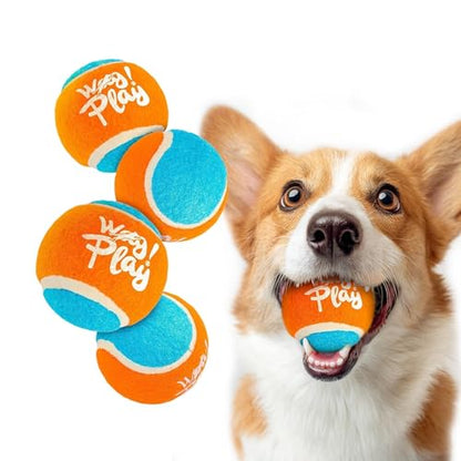 ALL FOR PAWS 2.5" Tennis Balls for Dogs, Dog Balls for Ball Launcher Toy, Bouncy & Durable Fetch Balls for Medium Large Dogs, 4 Pack Fetch Toy for Outdoor Play - size: 2.5"ball
