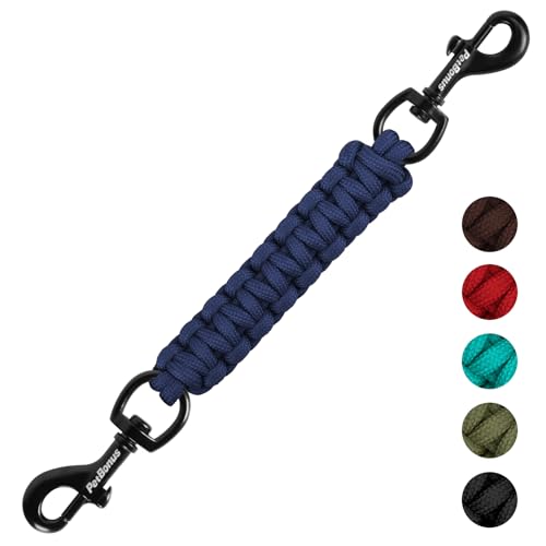 Dog Collar Safety Clip, Handmade Backup Safety Strap for Dog Harness, Prong, Pinch Collar, Double Ended Clasp Leash Connector (Navy Blue) - color: Navy Blue