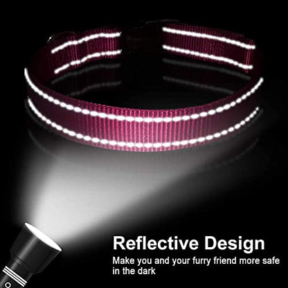 Reflective Dog Collar, Sturdy Nylon Collars for Puppy and Extra Small Girl and Boy Dogs, Adjustable Dog Collar with Quick Release Buckle,Pink,3/8" Width - color: Pink, size: X-Small (Pack of 1)