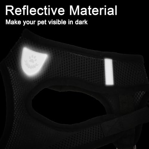 Pet Dog Vest Harnesses Puppy Cotton Polyester Adjustable Dog Mesh Harness Travel Chest Strap Vest Reflective (L, Black) - color: Black, size: L