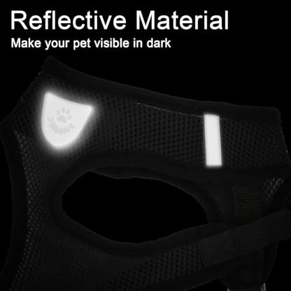 Pet Dog Vest Harnesses Puppy Cotton Polyester Adjustable Dog Mesh Harness Travel Chest Strap Vest Reflective (L, Black) - color: Black, size: L