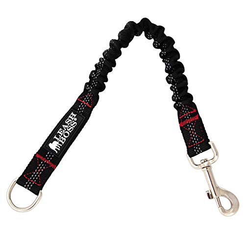 Leash Boss Pattern Bungee Dog Leash Extension, 18" Shock Absorbing Lead Extender, Pattern Collection (18 Inch, Black Reflective) - color: Black Reflective