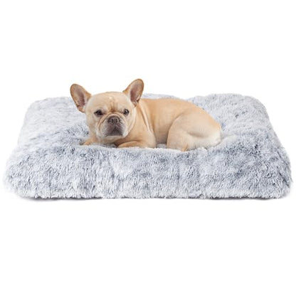 EHEYCIGA Fluffy Dog Crate Bed for Medium Dogs, Plush Faux Fur Crate Pad, Calming Anti Anxiety Medium Dog Bed, Washable Soft Warm Crate Mat with Non-Slip Bottom - color: Grey, size: 29.5 x 20