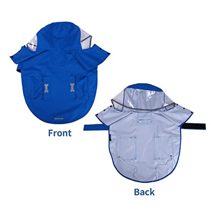 Waterproof Dog Raincoat, Adjustable Reflective Lightweight Pet Rain Clothes with Poncho Hood (Small, Blue) - color: Blue, size: Small(9-13lb)