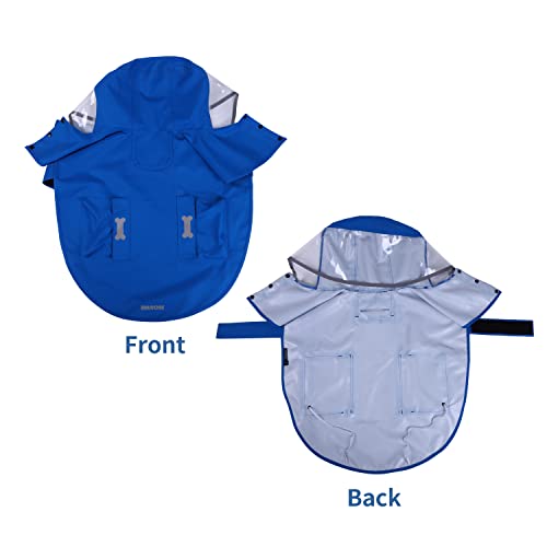 Waterproof Dog Raincoat, Adjustable Reflective Lightweight Pet Rain Clothes with Poncho Hood (Small, Blue) - color: Blue, size: Small(9-13lb)