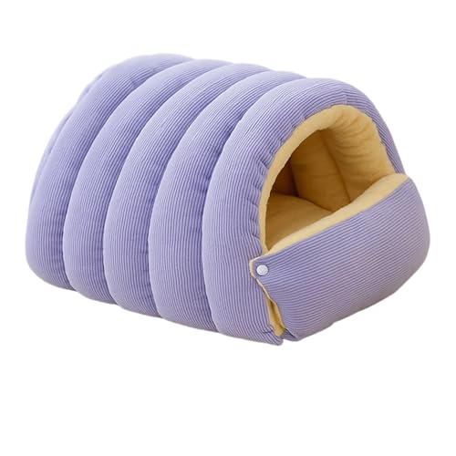 Machine Washable Velvets Cave, Soft Enclosed Shelter with Nonslip Bottom Portable Calming Bed for Small Pets Indoor Cats Bed with Cover - color: Light purple, size: Large size