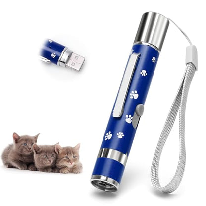 Rechargeable Cat Toys - Indoor/Outdoor Cats Chase Light Toy for Kitty & Dog with 3 Light Modes, 5 Patterns, Blue - color: Blue 1 PCS