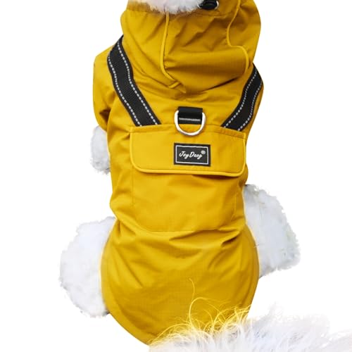 JoyDaog Premium Dog Raincoat with Hood for Extra Small Dogs,Outdoor Sports Waterproof Dog Rain Jacket,Puppy Raincoat with Pockets,Yellow XS - color: Yellow, size: X-Small