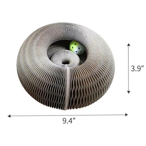 Cat Accordion - Designed for Devon Rex Cats – 3-in-1 Corrugated Cardboard Cat Scratching Toy with Ball, Interactive Cat Tunnel, and Scratching Mat A