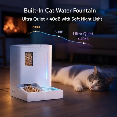 Wi-Fi Automatic Pet Feeder and Waterer for Cats&Dogs, 2-in-1 Set 5L Large Capacity for 2 Weeks, Intuitive App Operation, 2 Way Power Supply, Detachable for Cleaning