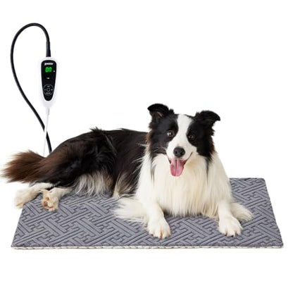 ZOMISIA Large Dog Heating Pad 32x20 Inch - 11 Adjustable Temperature and 25 Timer Options, Heated Dog Bed Indoor with Chew-Resistant Cord for Large Dogs - size: XXL: 32" x 20"