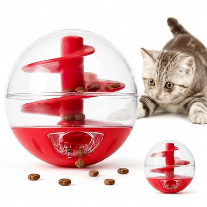 Cat Slow Feeder Puzzle Ball - Interactive Treat Dispenser Toy for Cats, Helps Relieve Boredom, Promotes Healthy Eating, Reduces Fast Eating, Cat Food Puzzle Ball