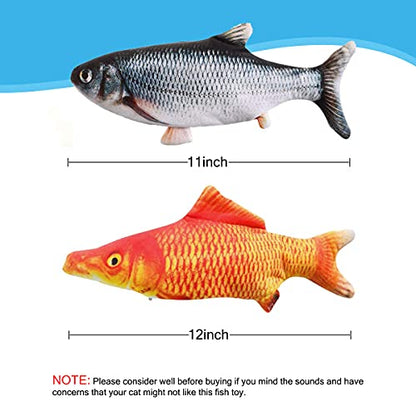 Cat Toys Interactive Flopping Fish with Catnip, 2Pack Interactive Cat Toys for Indoor Cats, 11" Electric Moving Kitten Kicker Toy, Automatic Floppy Fish Bored Kitty Enrichment Products - color: Crusion+Redfish