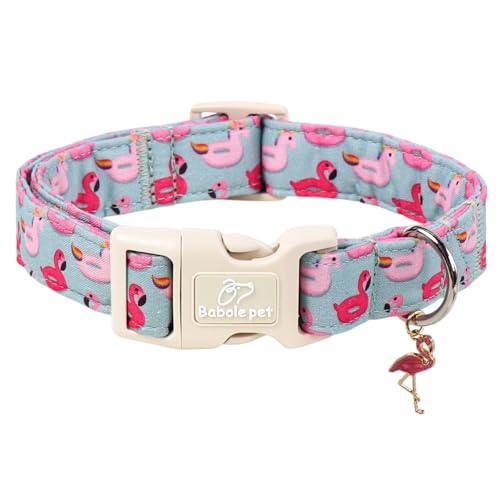 Summer Dog Collar Cute Flamingo Float Dog Collars for Puppy Small Dogs - Lightweight Adjustable Male Female Dogs Everyday Collar with Quick Release Buckle XS - color: Grey Flamingo, size: XS