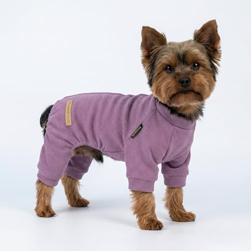 Fitwarm 2 Pack Lightweight Fleece Dog Pajamas, Warm Winter Dog Clothes for Small Dogs Boy Girl, Cozy Pet Onesie with Feet, Violet Purple, Small - color: Purple, size: Small
