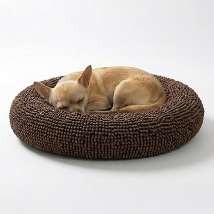 Muddy Mat® Cloud K-9 Bed for Dogs & Cats, Soft & Relaxing Donut Dog Bed, Chenille Material, Removable Cover, Washable & Dryer Safe–Brown Small(25'x25') - color: Chocolate Brown, size: Small (25''X25'')