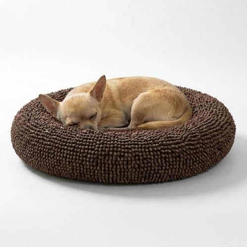 Muddy Mat® Cloud K-9 Bed for Dogs & Cats, Soft & Relaxing Donut Dog Bed, Chenille Material, Removable Cover, Washable & Dryer Safe–Brown Small(25'x25') - color: Chocolate Brown, size: Small (25''X25'')