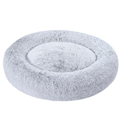 Amazon Basics Washable Donut Pet Bolster Faux Fur Bed with Removable Cover, Anti-Slip Bottom for Dog, Grey, 36" x 36" - color: Grey, size: 36" x 36"