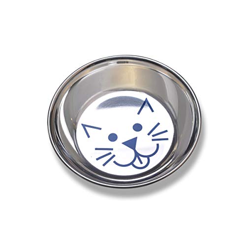 Van Ness Pets Whisker-Friendly Stainless Steel Cat Bowl, Wide Saucer Style Dish, 8 OZ, Natural - size: 8 Ounce