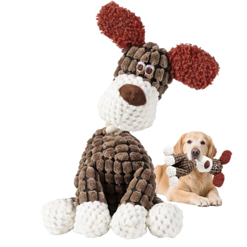 Indestructible Dog Toys,New Dog Toys for Aggressive Chewers,Squeaky Durable Chew Toy for Indoor Pups Teething,Puppy Teething Toys (Brown Dog) - color: Brown dog