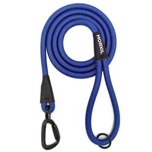 Rope Dog Leash, 4 ft Heavy Duty Dog Leash with Aviation Aluminum Auto Locking Carabiner, Strong Nylon Pet Lead for Small, Medium, Large Dogs (Blue, 4FT) - color: Blue, size: 4 Foot Single Handle