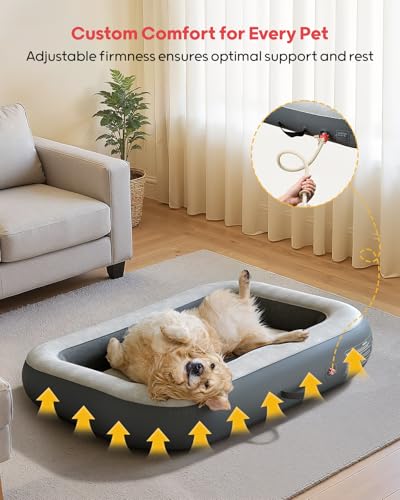 QPAU 47 in Inflatable Dog Bed for Home Travel and Outdoor, Pet Mattress for Small, Medium & Large Dogs (Pump Included - size: Small to Medium