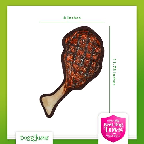 Doggijuana Cafe Combo Refillable Juananip Toy Bundle | Tomahawk Steak & Grilled Kebab | Funny Dog Toy Plush with Catnip and Refill | Interactive Chew for Play - style: Tomahawk Steak & Grilled Kebab