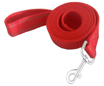 Reflective Dog Leash 4Ft /5 Foot /6 Feet Long, 1 Inch Wide, for Small and Medium Dogs - color: Reflective Red, size: 1'' x 4 FT