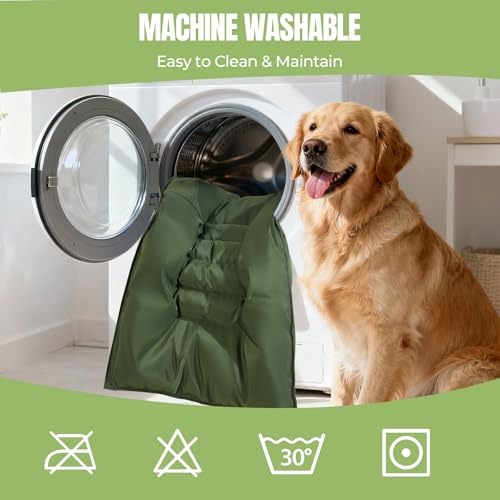 Chew Proof Indestructible Dog Bed for Aggressive Chewers, Durable & Waterproof Crate Pad, Machine Washable Tough Kennel Bed for Small Dogs, Indoor Outdoor Pet Bed, X-Small (17"x23", Green) - size: X-Small (17"x23")