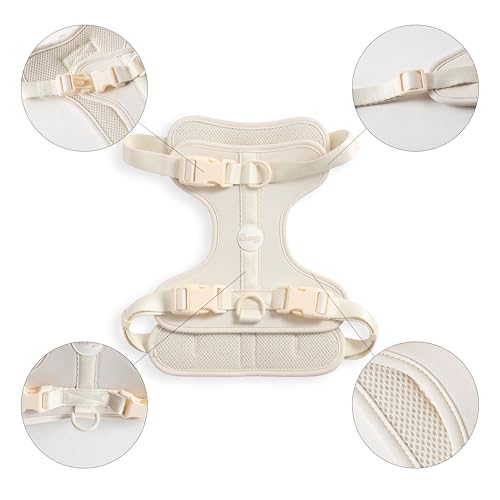 HNS1003L Arlo Large Adjustable Soft Padded No Pull Pet Harness with 3 Buckles and 3 Leash Clips, Bailey - color: Almond, size: Large (Chest: 24 - 37")