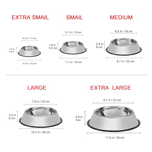 WEDAWN Stainless Steel Dog Bowls, 1 Cup/8oz Cat Bowl Water and Food with Rubber Base, Pet Bowls for Small Dogs, Cats, Puppy, Rabbit and Kitten, 2Pack - color: Stainless steel (2Pack), size: 1 Cup/5.9" Dia x 1.5" H (2Pack)