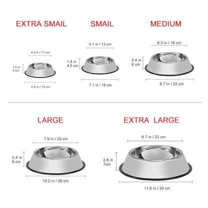 WEDAWN Stainless Steel Dog Bowls, 1 Cup/8oz Cat Bowl Water and Food with Rubber Base, Pet Bowls for Small Dogs, Cats, Puppy, Rabbit and Kitten, 2Pack - color: Stainless steel (2Pack), size: 1 Cup/5.9" Dia x 1.5" H (2Pack)