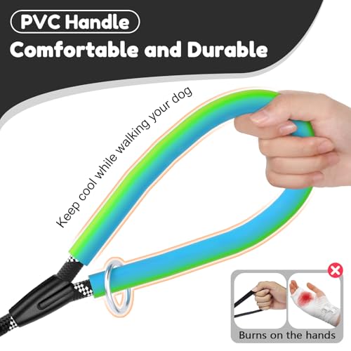 Dog Leash Heavy Duty 4/5/6ft XiaZ 2 Handles Dog Leashes for Medium Large Dogs 1/2 Inch 1000lb Strength Reflective PVC Waterproof-Handles Metal Hook Dual-Handle Rope Leash Nighttime Safety - color: Black, size: 4FT (1/2")
