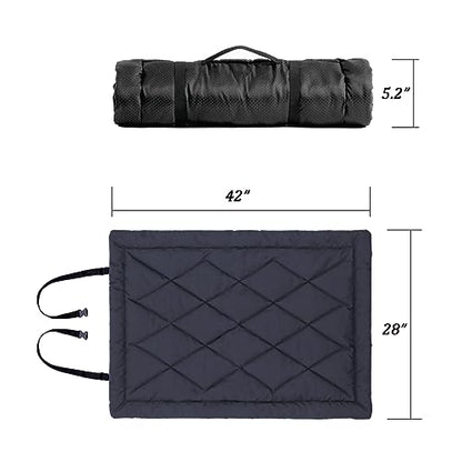Rollup Camping Outdoor Dog Bed,Portable Dog Travel Mat with Carry Handles for Medium Large Dogs Waterproof Washable Pet Pad,42 * 28”Dark Blue - size: Large